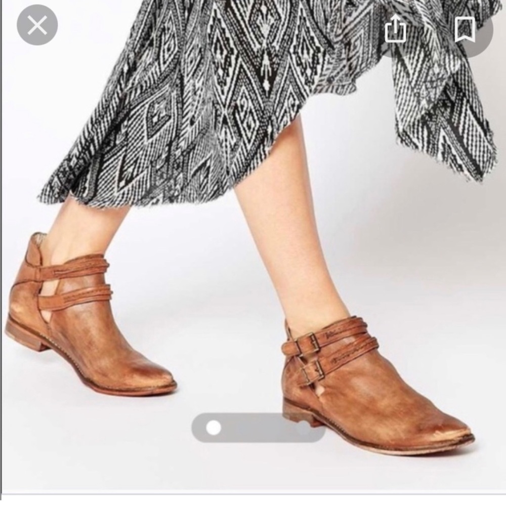 FREE PEOPLE Braeburn Ankle Boots
in Cedar- pre owned- most distress is factory